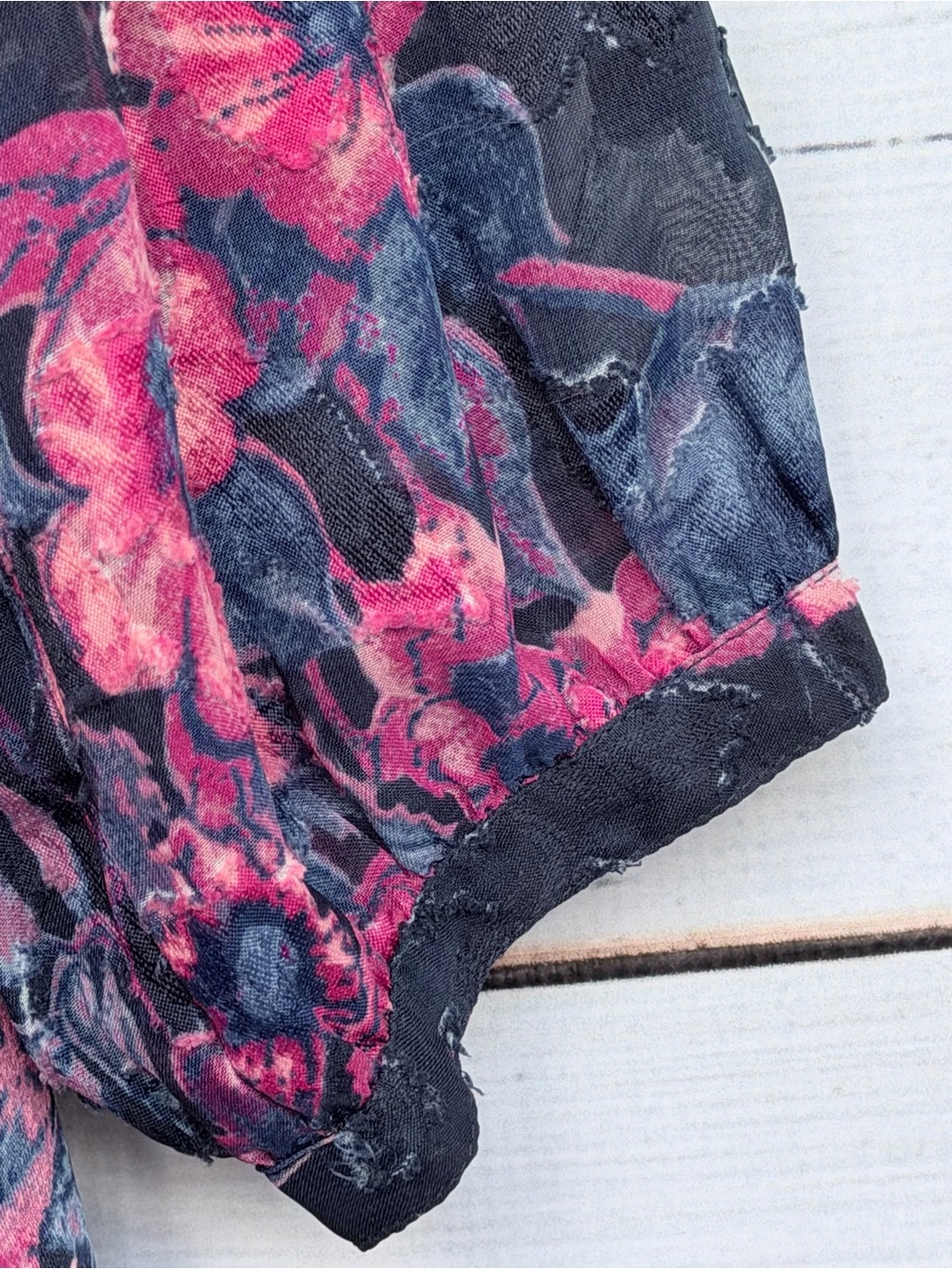 Lucky Brand Plus Size 1X Floral Burnout Split V-Neck Boho Peasant Blouse - Picture 4 of 5